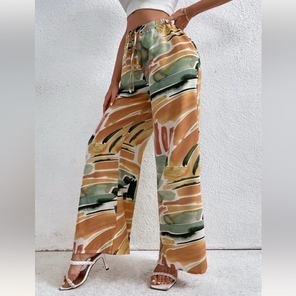 Pants - Colorful Abstract Wide-Leg Pants